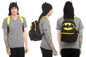 Where does he get those wonderful toys? Introducing the Batman backpack, cowl included 2