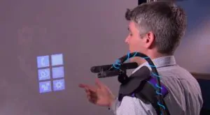 wearable multitouch projector microsoft 1 Microsoft's research arm lets your arm do the research with shoulder-mounted multitouch display 2