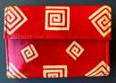 Women's Tooled Leather Red Wallet Handmade Greece Billfold Unique One Of A Kind