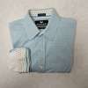 Buttercloth Dress Shirt Mens Medium Blue Geometric Icy Stretch Regular Fit Work