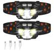 LHKNL Headlamp Flashlight, Lumen Ultra-Light Bright LED Rechargeable 2-Pack