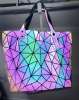 Geometric Luminous Light Reflective Holographic Color Changing Purse Handbag