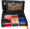 QIANXILU Leather Patchwork Geometric Wallet Change Purse Cards Slots Zip Coin