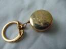vintage Germany signed retractible chain etched brooch watch/keys holder