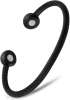 MagnetRX Magnetic Bracelet Cuff Stainless Steel Bangle Men &Women (Black Medium)