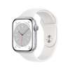 Apple Watch Series 8 (GPS, 45MM) Silver Aluminum Case with White Sport Band, M/L (Renewed Premium)