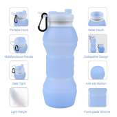 Collapsible BPA-free Silicone Water Bottle| Foldable Lightweight Travel Friendly