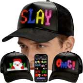 Programmable LED Hat Bluetooth App Control, Custom Text Smart Baseball Cap, Rave