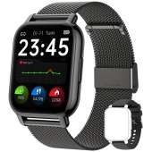 Popglory Smart Watch Answer/Make Calls, 1.85'' 1.85'', Stainless Black+ Black