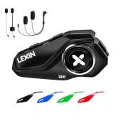 LEXIN G1 Motorcycle Helmet Bluetooth Headset, Helmet Speakers with 2 Type Microphones, Waterproof Motorcycle Headphones with HD Stereo Sound, Hands-Free Call/Music/GPS, 4 Color Faceplates, Single Use