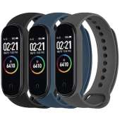 3 Pack Bands for Xiaomi Mi Band 4 & Mi Band 3 Strap, Soft Silicone Replacement Sport Bands Bracelet Strap for Xiaomi Mi Band 4 & 3 Smartwatch (Black+Abyss Blue+Dark Gray)