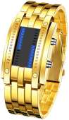 Binary Matrix Blue LED watch - (Gold)