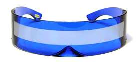 Blue Silver Shield Sunglasses - BLUE + SILVER