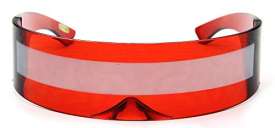 Red Silver Shield Sunglasses Futuristic - RED
