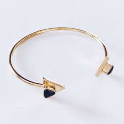 Gold Black CZ Open Cuff Bracelet &ndash; invisaWear