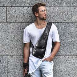 Amazon.com | JUMO CYLY Men's Leather Sling Bag, Chest Shoulder