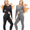 Women Winter Fleece Lined Thermal Long Johns Base Layer Top Bottom Underwear Set Women Winter Fleece Lined Thermal Long Johns Base Layer Top Bottom Underwear Set