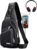 Peicees Mens Leather Crossbody Bag Trendy Sling Man Purse Black Peicees Mens Leather Crossbody Bag Trendy Sling Man Purse Black