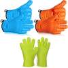 Set of BBQ Smoker Max Heat Resistant Grill Gloves Silicone Oven Mitts Washable Set of BBQ Smoker Max Heat Resistant Grill Gloves Silicone Oven Mitts Washable