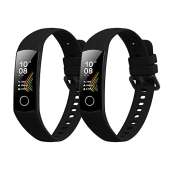 kwmobile Straps Compatible with Honor Band 5 / Band 4 Straps - 2x Replacement Silicone Watch Bands - Black