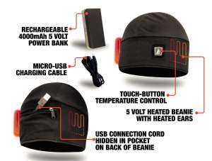 ActionHeat Rechargeable Battery Heated Beanie Hat ...