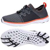 ALEADER Mens Water Shoes, Xdrain Venture, Travel Sneakers Gray/White/Orange 8 D(M) US