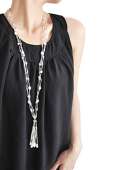 Bluetooth Headphones Craft White Pearls with Tassels Necklace