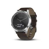 Garmin vívomove HR - Black/Silver with Leather Band