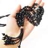 Handmade Black Crystal Jewelry Earbuds Headphones Necklace Handmade Black Crystal Jewelry Earbuds Headphones Necklace