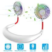 Hands Free Portable Neck Fan - WHITE AND RED