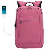 kopack Laptop Backpack Men Women USB Port - Magenta