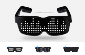 LED glasses with scrooling display