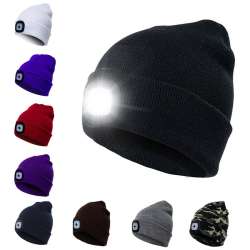 Men Women Warm Outdoor Lighted Knit Hats With LED Light ...
