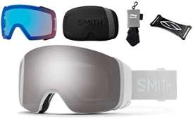 PlayBetter Smith Optics 4D MAG Snow Goggles Bundle - White Vapor/Sun Platinum Mirror