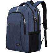Raydem Travel Laptop Backpack with USB Charging Port, 17.3 Inch Water Resistant School Backpack Business Laptop Bag, TSA Friendly Computer Backpack Anti Theft Carry on Bookbags for Women Men, Blue