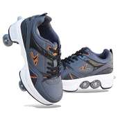 Roller Skate Shoes - 2 in 1 Removable Pulley Skates - Deformable Sports Roller Skates- GRAY/ORANGE