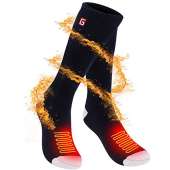 SVPRO Rechargeable Electric Heated Socks - (Blue White(Top Heat), L)