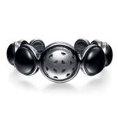 TOTWOO Smart Jewelry Bracelet, Valentine 's day gift Bangle Make up of Natural Black Agate and Stainless, WE BOLD Series for Men - L