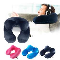 U Shape Travel Pillow for Airplane Inflatable Neck Pillow ...