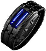 Binary Matrix Blue LED Watch - (Black Blue)