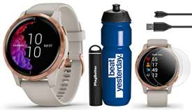 Garmin Venu (Light Sand/Rose Gold) + Hydration Bundle