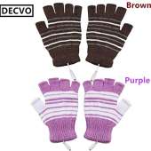 USB Powered Heated Fingerless Gloves - PINK + PURLPE