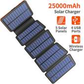 25000mAh Solar Charger - Black