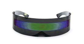Futuristic Shield Sunglasses Monoblock - BLACK + GREEN STRIPE
