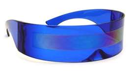Futuristic Shield Sunglasses Monoblock Cyclops + BLUE + RAINBOW STRIPE