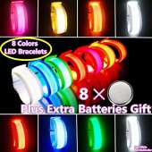 LED Glow Bracelets Light Up Wristbands Flashing Arm Wrist Bands, Flashing Sports Wristband Pack of 8 Glow in The Christmas Dark Party Supplies for Concerts, Festivals, Sports, Parties, Night Even