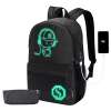 Anime Cartoon Luminous Backpack with USB Charging Port and Anti-theft Lock & Pencil Case Daypack... Anime Cartoon Luminous Backpack with USB Charging Port and Anti-theft Lock & Pencil Case Daypack...