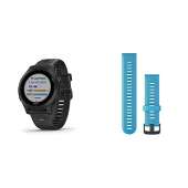 Garmin Forerunner 945, Premium GPS Running/Triathlon Smartwatch with Music, Black Bundle with Garmin Forerunner 945 Replacement Band - Blue