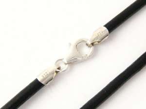 4mm Black Round Leather Cord Necklace Choker 925 Sterling ...
