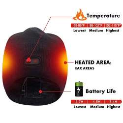 Autocastle Men Women Rechargeable Electric Warm Heated Hat ...